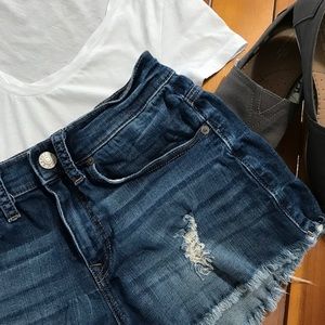 Express cut-off denim jean shorts, size 4